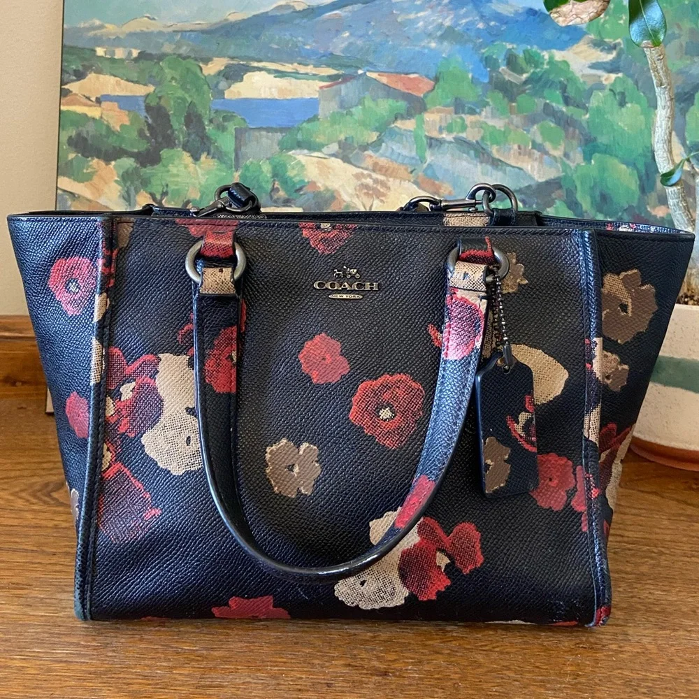 COACH CROSBY FLORAL FLOWER PRINTED LEATHER SATCHEL BAG PURSE 33856 MULTI_RARE - Picture 1 of 11